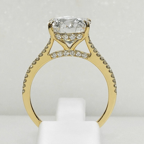 14k Gold 3ct Hidden Halo w/ Double Pave D, VVS1 Moissanite - Picture 3 of 17